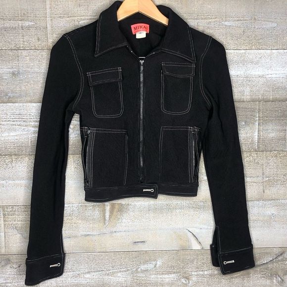 Mikai Jerry Shabo XS black stiched zip up jacket - Picture 1 of 5